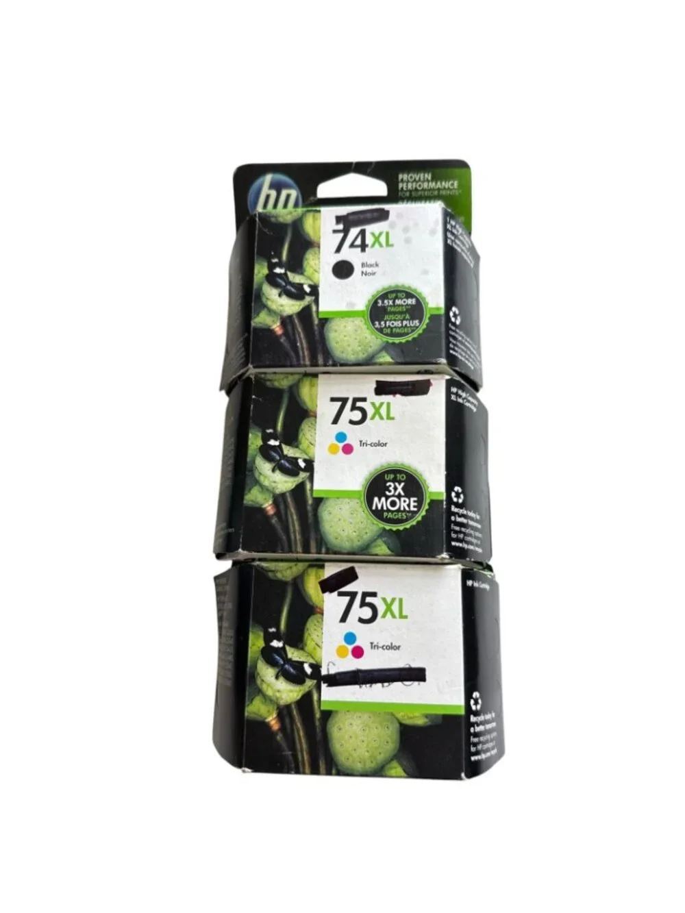 Lot Of Factory Sealed Original HP 74XL Black & 2 HP 75XL Color Inkjets EXPIRED